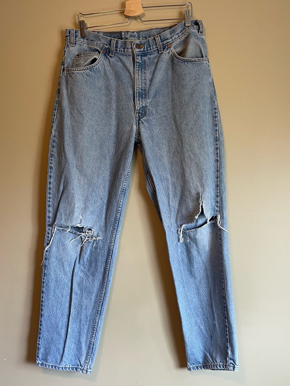 1992 Orange Tab Levi’s 505 Light Washed Distressed Jeans
